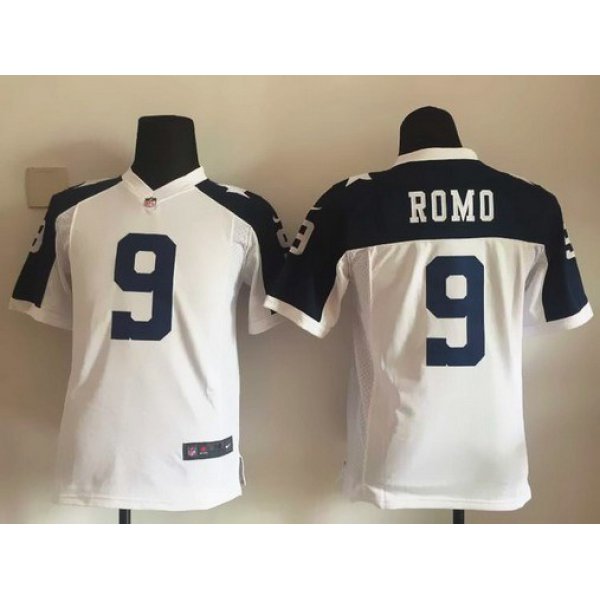 Youth Dallas Cowboys #9 Tony Romo White Thanksgiving Alternate NFL Nike Game Jersey