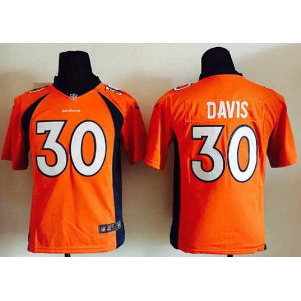 Youth Denver Broncos #30 Terrell Davis Orange Retired Player NFL Nike Game Jersey