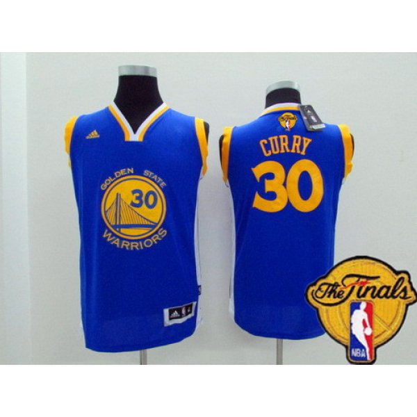 Youth Golden State Warriors #30 Stephen Curry Blue 2016 The NBA Finals Patch Jersey