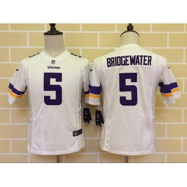 Youth Minnesota Vikings #5 Teddy Bridgewater White Road NFL Nike Game Jersey