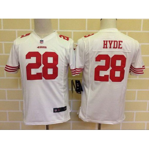 Youth San Francisco 49ers #28 Carlos Hyde White Road NFL Nike Game Jersey