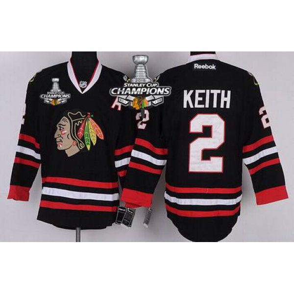 Chicago Blackhawks #2 Duncan Keith Black Kids Jersey W/2015 Stanley Cup Champion Patch