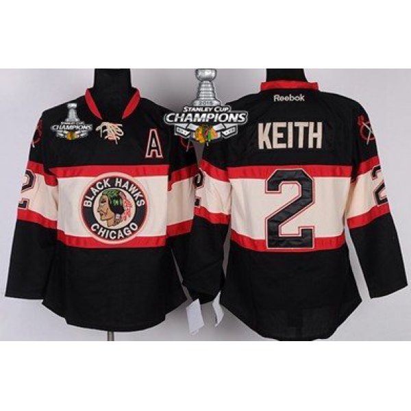 Chicago Blackhawks #2 Duncan Keith Black Third Kids Jersey W/2015 Stanley Cup Champion Patch