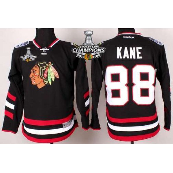 Chicago Blackhawks #88 Patrick Kane 2014 Stadium Series Black Kids Jersey W/2015 Stanley Cup Champion Patch