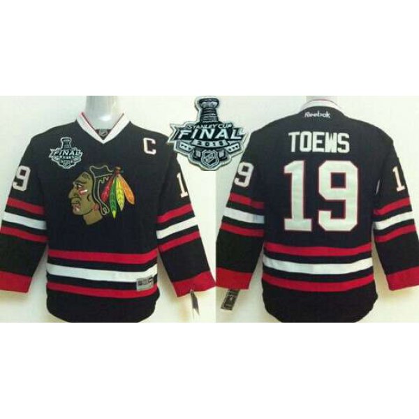 Youth Chicago Blackhawks #19 Janathan Toews 2015 Stanley Cup Black Jersey