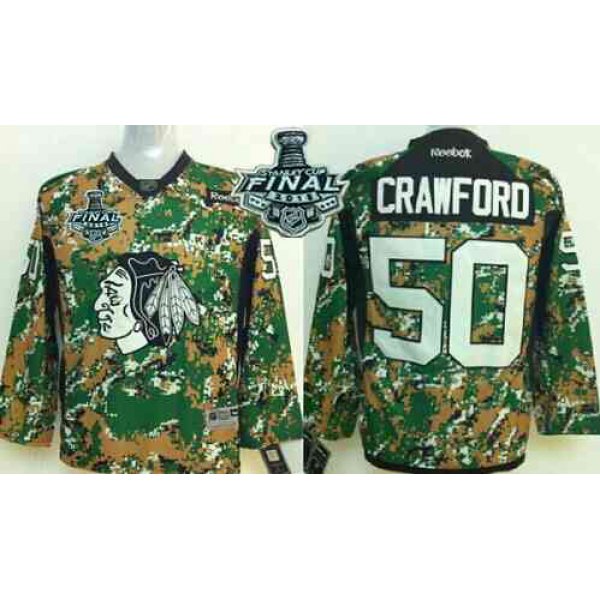 Youth Chicago Blackhawks #50 Corey Crawford 2015 Stanley Cup 2014 Camo Jersey