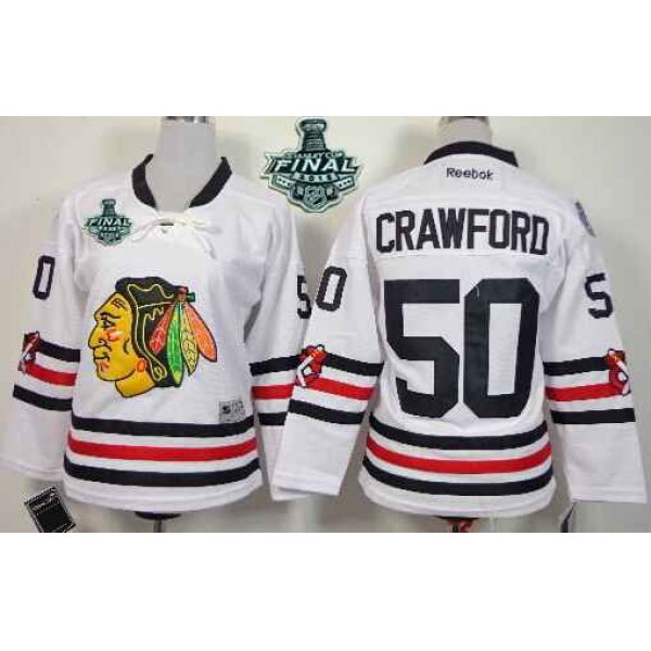 Youth Chicago Blackhawks #50 Corey Crawford 2015 Stanley Cup 2015 Winter Classic White Jersey