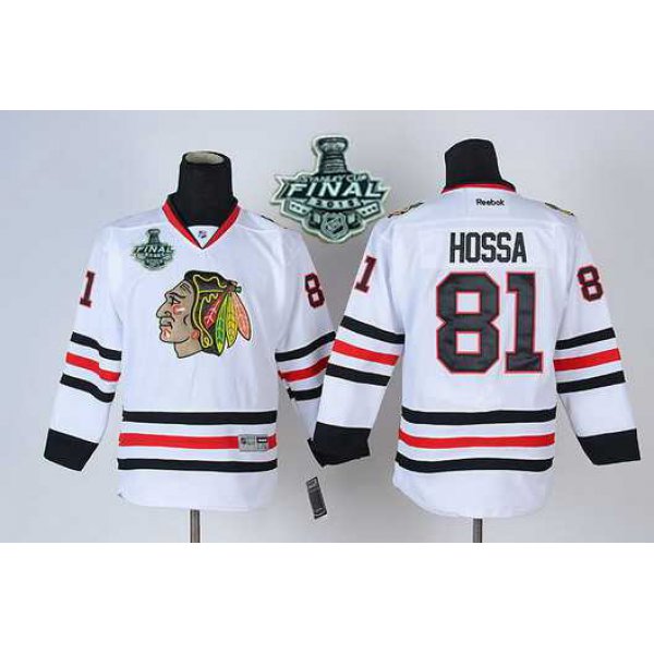 Youth Chicago Blackhawks #81 Marian Hossa 2015 Stanley Cup White Jersey