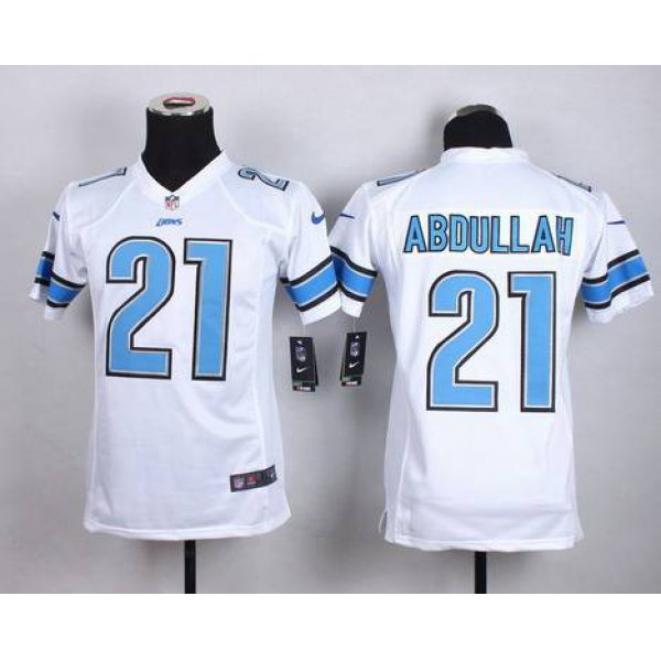 Youth Detroit Lions #21 Ameer Abdullah Nike White Game Jersey