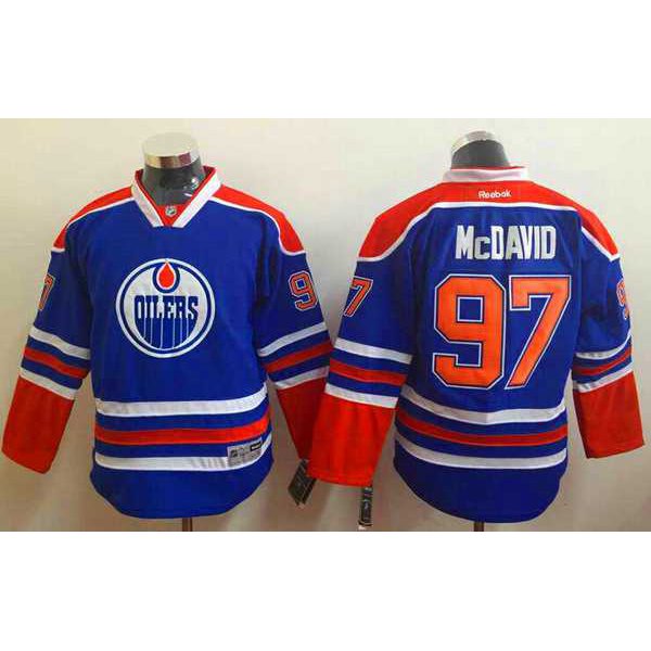 Youth Edmonton Oilers #97 Connor McDavid Royal Blue Jersey