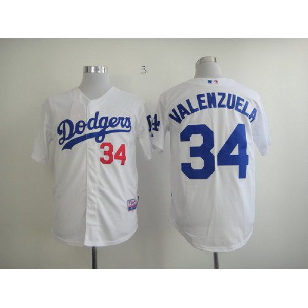 Youth Los Angeles Dodgers #34 Fernando Valenzuela White Cool Base Jersey