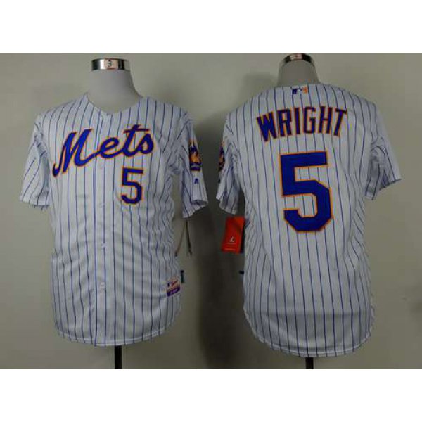Youth New York Mets #5 David Wright White Pinstripe Jersey