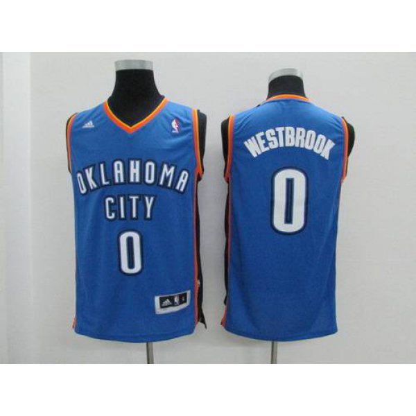 Youth Oklahoma City Thunder #0 Russell Westbrook Light Blue Jersey