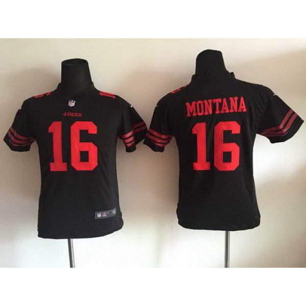 Youth San Francisco 49ers #16 Joe Montana 2015 Nike Black Game Jersey