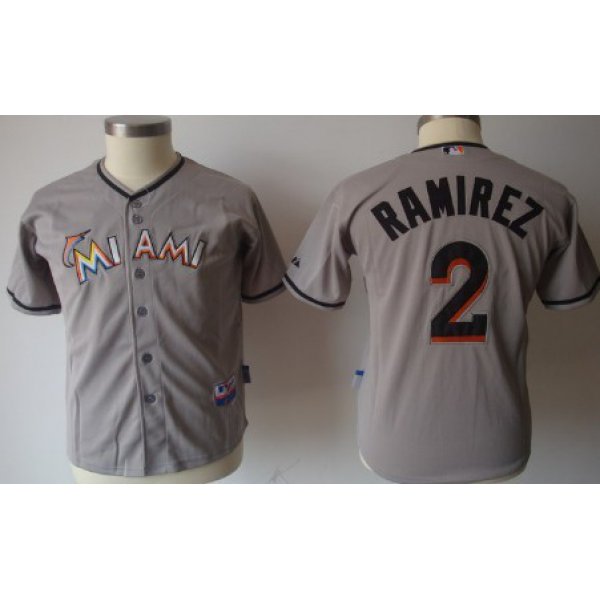 Miami Marlins #2 Hanley Ramirez Gray Kids Jersey