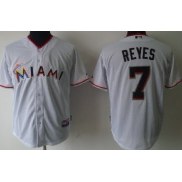 Miami Marlins #7 Jose Reyes White Kids Jersey