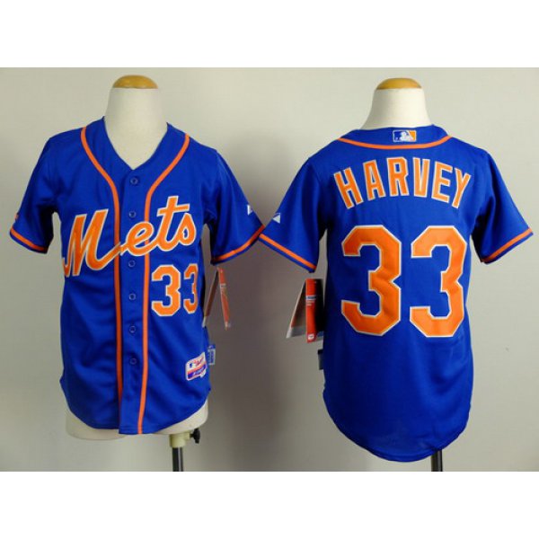 New York Mets #33 Matt Harvey Blue Kids Jersey