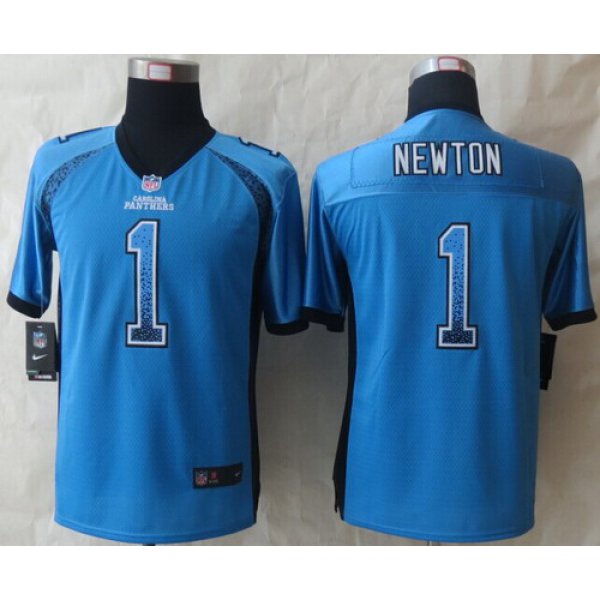 Nike Carolina Panthers #1 Cam Newton Drift Fashion Blue Kids Jersey