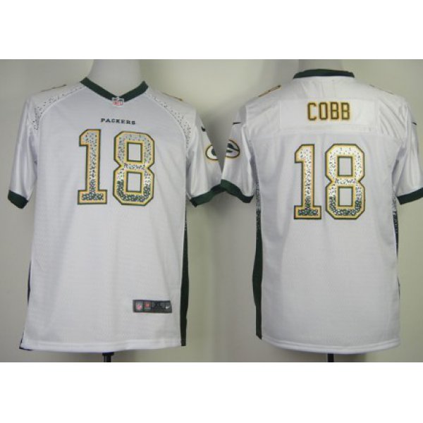 Nike Green Bay Packers #18 Randall Cobb Drift Fashion White Kids Jersey