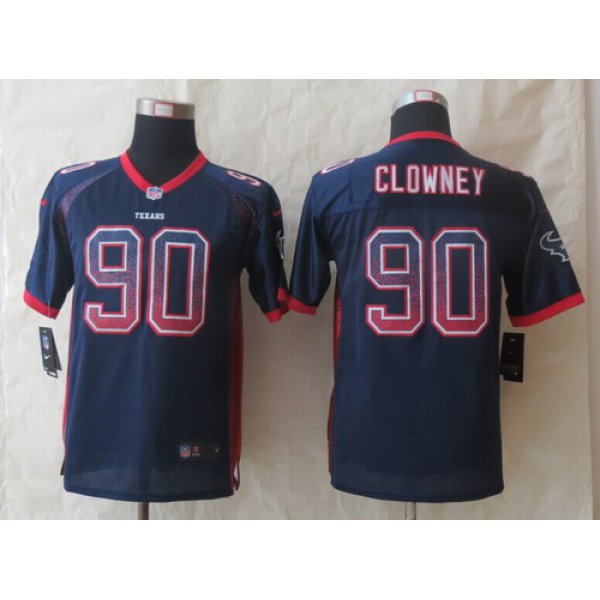 Nike Houston Texans #90 Jadeveon Clowney Drift Fashion Blue Kids Jersey