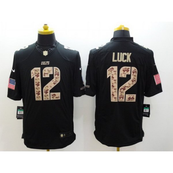 Nike Indianapolis Colts #12 Andrew Luck Salute to Service Black Limited Kids Jersey