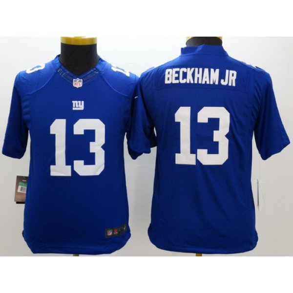 Nike New York Giants #13 Odell Beckham Jr Blue Limited Kids Jersey