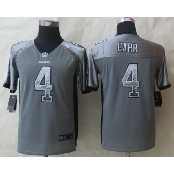 Nike Oakland Raiders #4 Derek Carr Drift Fashion Gray Kids Jersey