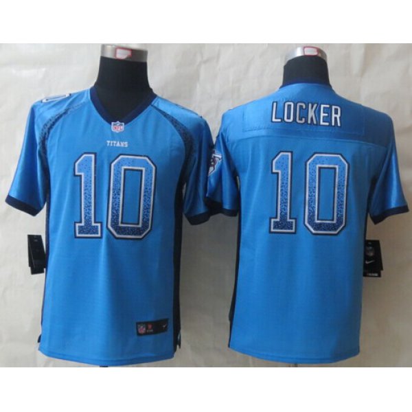 Nike Tennessee Titans #10 Jake Locker Drift Fashion Blue Kids Jersey