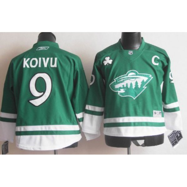 Minnesota Wild #9 Mikko Koivu St. Patrick's Day Green Kids Jersey