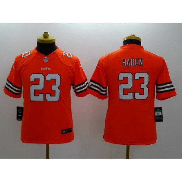 Nike Cleveland Browns #23 Joe Haden Orange Limited Kids Jersey