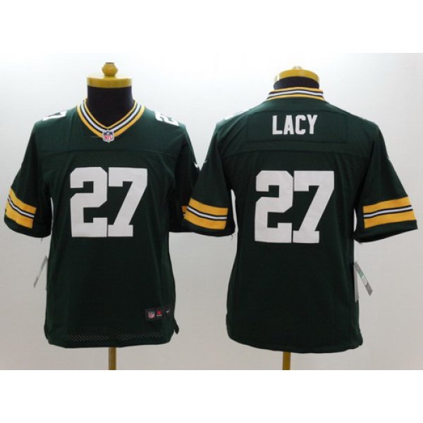 Nike Green Bay Packers #27 Eddie Lacy Green Limited Kids Jersey