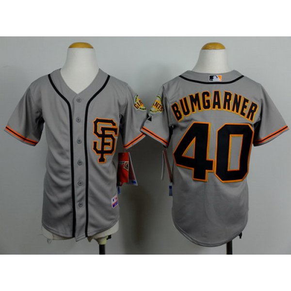 San Francisco Giants #40 Madison Bumgarner Gray SF Kids Jersey