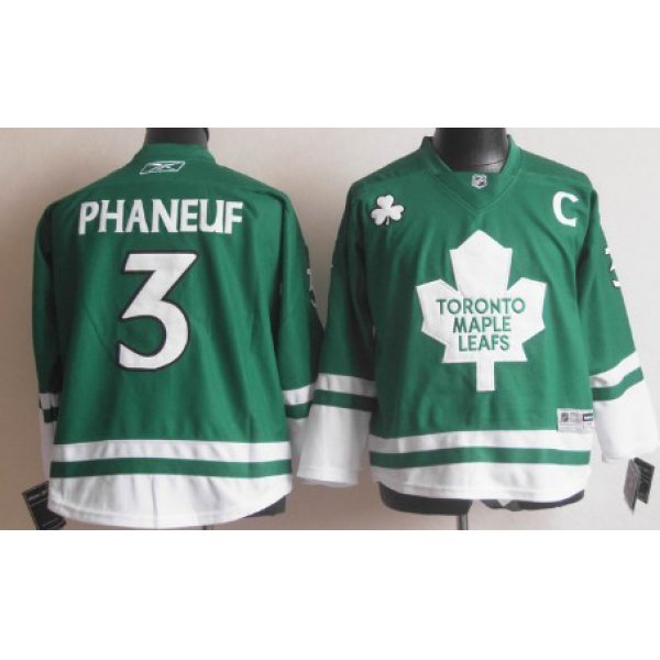 Toronto Maple Leafs #3 Dion Phaneuf St. Patrick's Day Green Kids Jersey