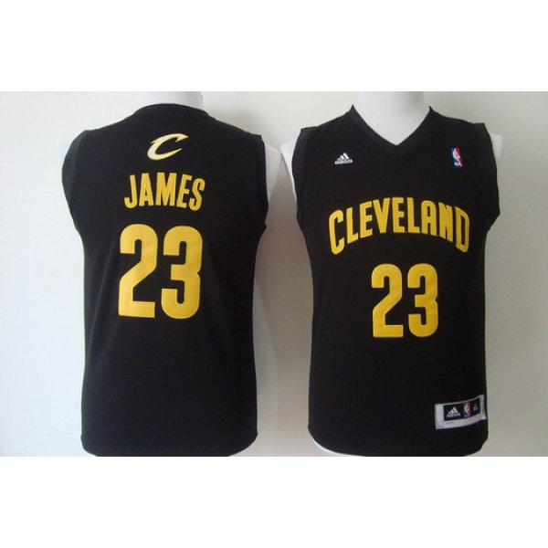 Cleveland Cavaliers #23 LeBron James Black With Gold Kids Jersey