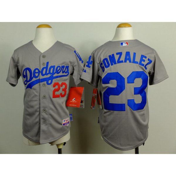 Los Angeles Dodgers #23 Adrian Gonzalez 2014 Gray Kids Jersey