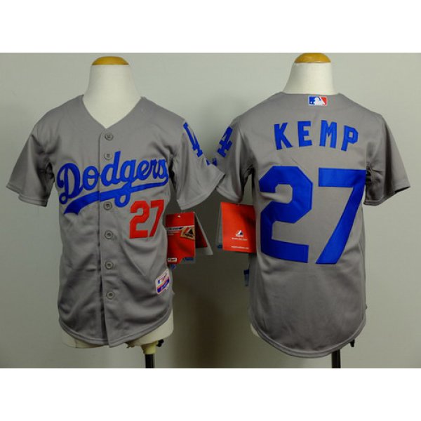 Los Angeles Dodgers #27 Matt Kemp 2014 Gray Kids Jersey