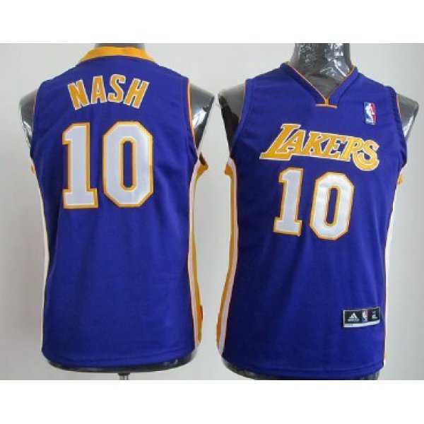 Los Angeles Lakers #10 Steve Nash Purple Kids Jersey