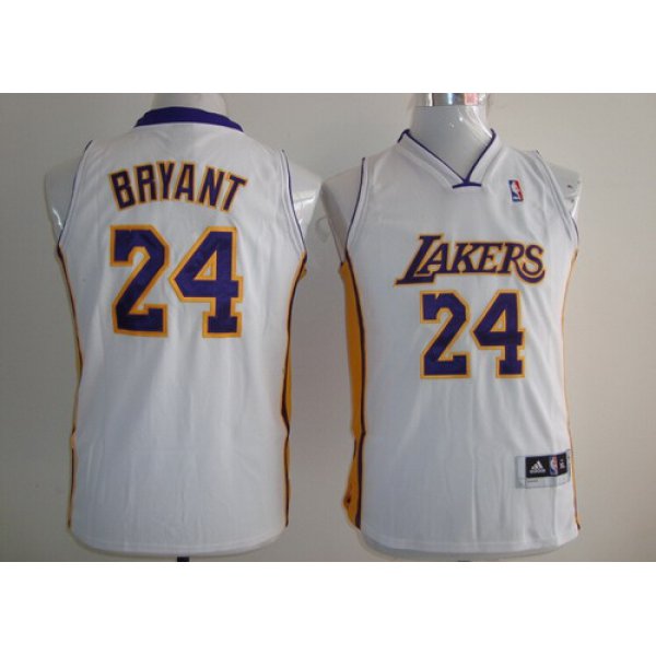 Los Angeles Lakers #24 Kobe Bryant White Kids Jersey