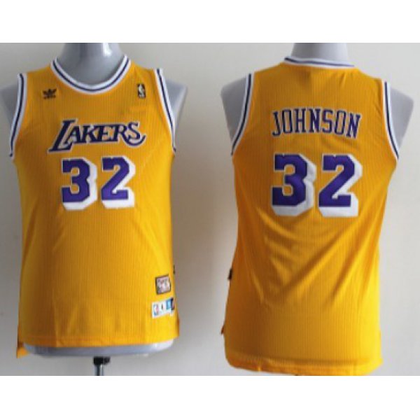 Los Angeles Lakers #32 Magic Johnson Yellow Swingman Throwback Kids Jersey