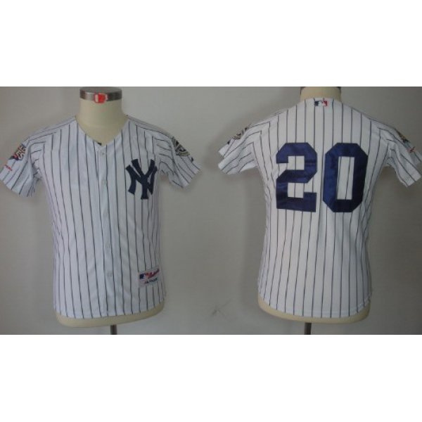 New York Yankees #20 Jorge Posada White Kids Jersey