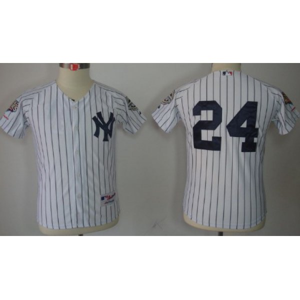 New York Yankees #24 Robinson Cano White Kids Jersey