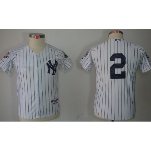 New York Yankees #2 Derek Jeter White Kids Jersey