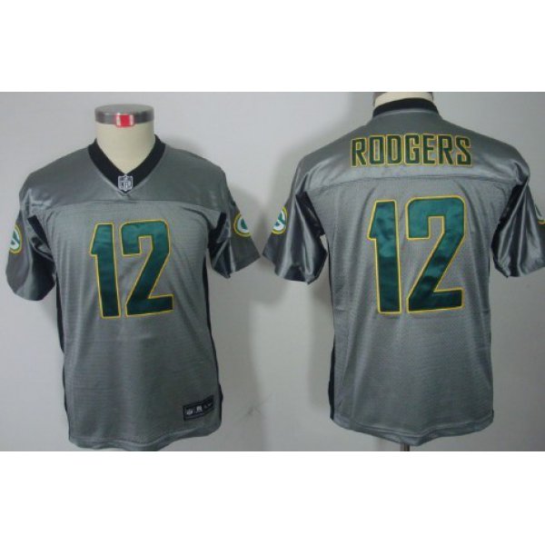 Nike Green Bay Packers #12 Aaron Rodgers Gray Shadow Kids Jersey