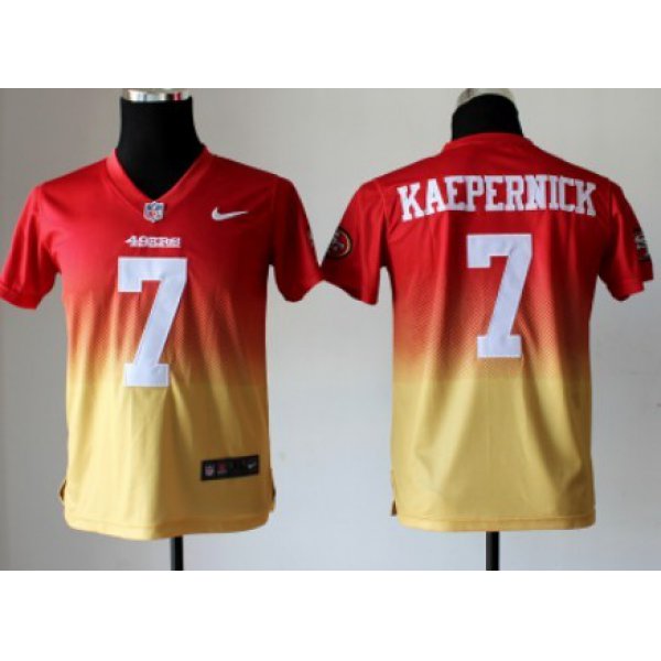 Nike San Francisco 49ers #7 Colin Kaepernick Red/Gold Fadeaway Kids Jersey