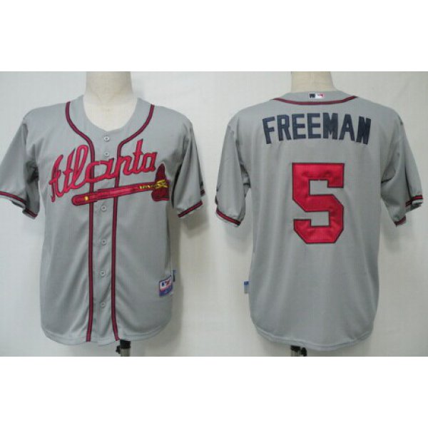 Atlanta Braves #5 Freddie Freeman Gray Kids Jersey