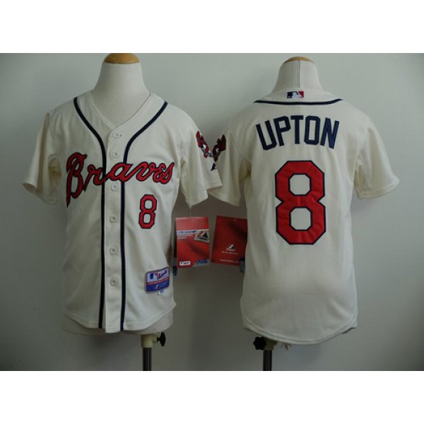 Atlanta Braves #8 Justin Upton Cream Kids Jersey