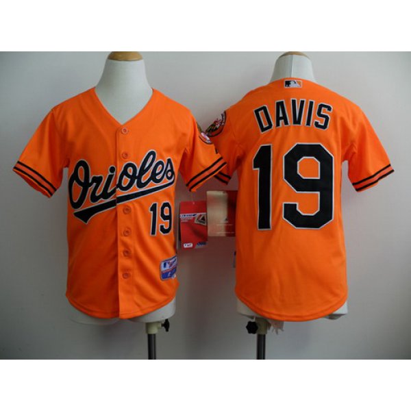 Baltimore Orioles #19 Chris Davis Orange Kids Jersey