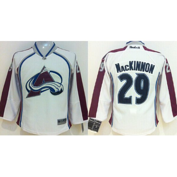 Colorado Avalanche #29 Nathan MacKinnon White Kids Jersey