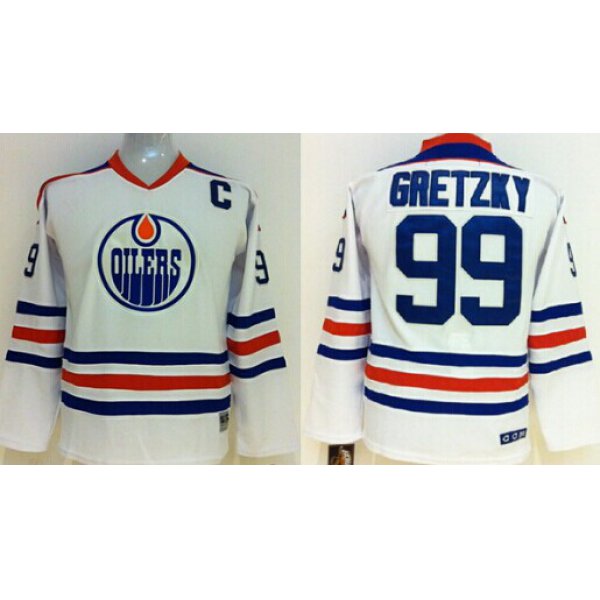 Edmonton Oilers #99 Wayne Gretzky White Throwback CCM Kids Jersey