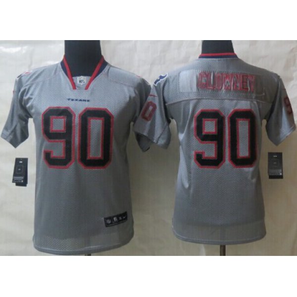 Nike Houston Texans #90 Jadeveon Clowney Lights Out Gray Kids Jersey